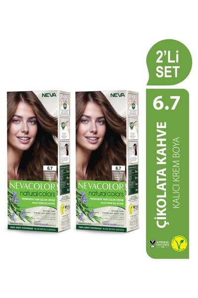 Neva Color Natural Colors 2'Lİ SET 6.7 ÇİKOLATA KAHVE Kalıcı Krem Saç Boyası ...