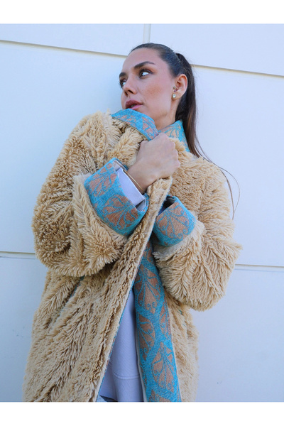su koleksiyon tekstil ŞAHMERAN OVERSIZE SUNİ KÜRK / camel