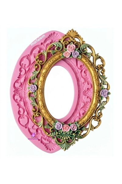 morlalem m 34cm Large Size Rose Floral Embossed Frame - Silicone Mold K-003