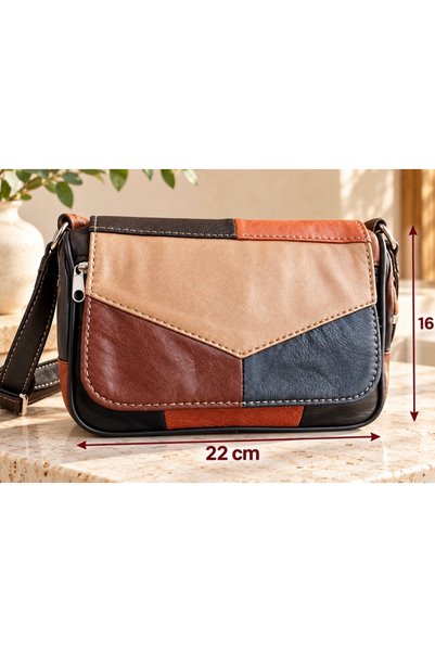 atter Дамска чанта от естествена кожа (22 см x 16 см)