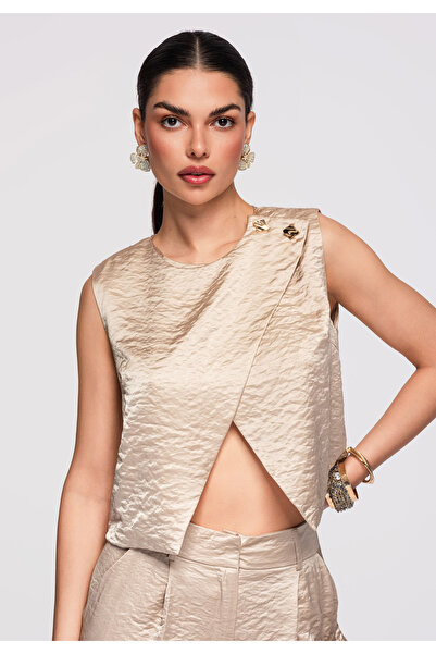 OMBRE Femei Bluză Elegantă OW-TS-E0004 Top Damă Modern Kaki