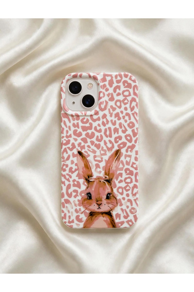 İka Aksesuar iPhone 15 Uyumlu Leopar Desenli Tavşan Figürlü Lansman Telefon K...