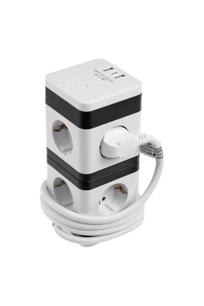 OEM Priza Turn cu 8 Prize Schuko 2 Porturi USB & 1 USB-C 3680W