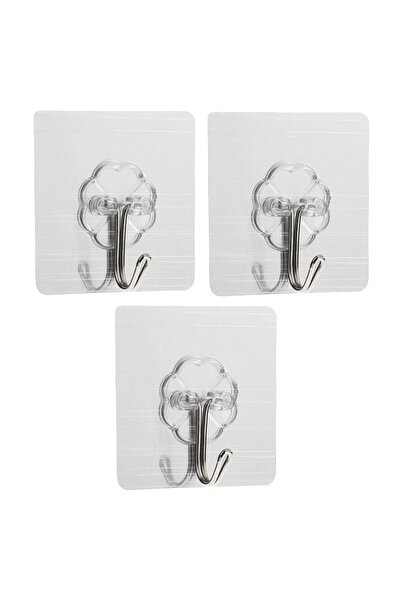 OEM Carlige Autocoloante Argintii cu Model Floare 6x6cm - 3buc - Patrate Auto...