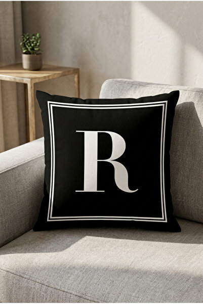 LadiesHome Lettered Throw Pillow Case - Letter R - 43x43 Cm