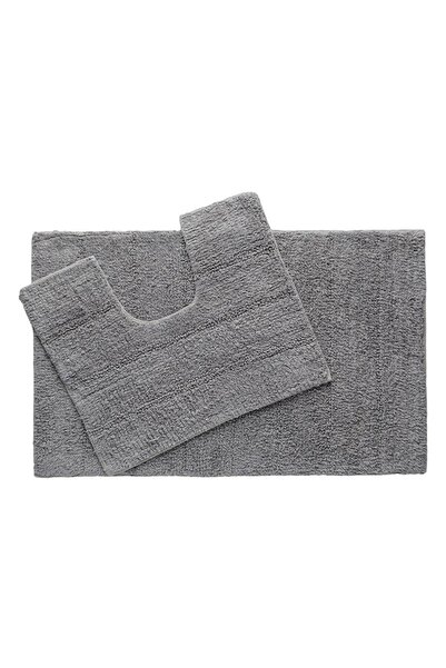 OEM Set covorase baie gri dungi bumbac absorbant 80x50cm 50x40cm 2 bucati