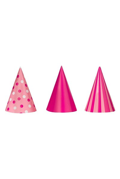 OEM Palarii de Petrecere de Hartie Roz Fucsia Buline Dungi 16cm - 6cm