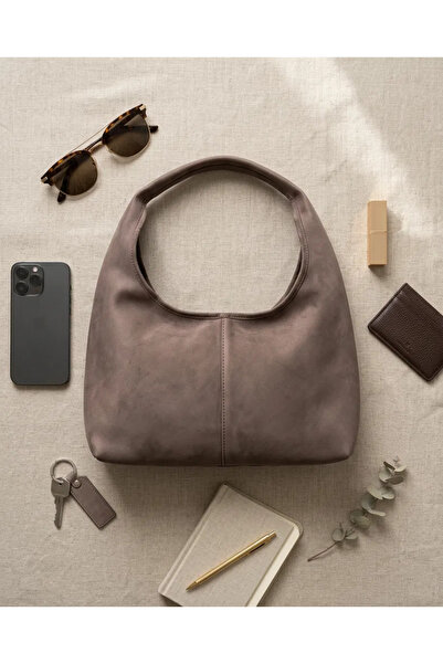CELESTIAL COLLECTION Mink Suede Casual Zippered Hand and Shoulder Bag