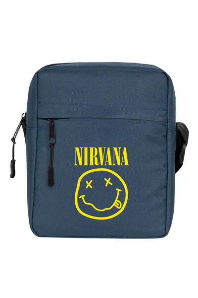 CrowsGate Geantă de umăr cu logo Nirvana Culoare bleumarin