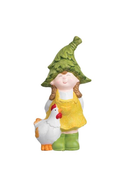 OEM Figurina Ceramica Fetita cu Gainusa de Gradina 10x8x21cm - Decoratiuni Ce...