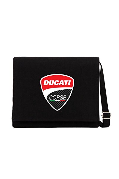 CrowsGate Ducati Corse logo crno platno Poštarska torba