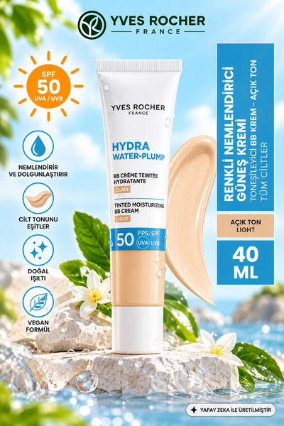 Yves Rocher SPF50 BB Krem Açık Ton Renkli Nemlendirici Güneş Kremi Ton Eşitle...