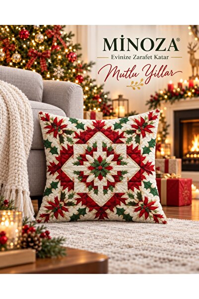 MİNOZA Digital Printed New Year Motif Decorative Throw Pillow Cover