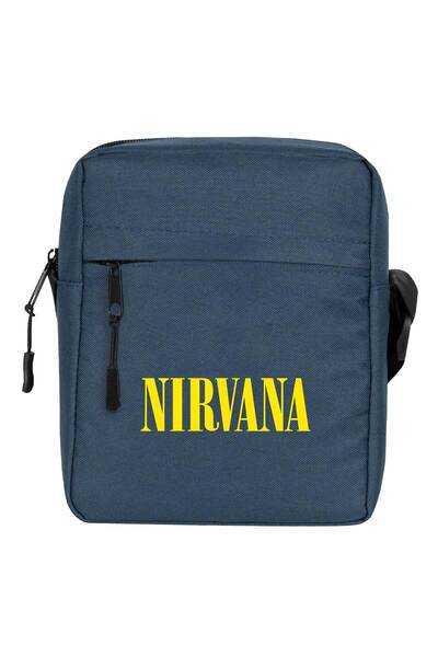 CrowsGate Geantă de umăr Nirvana Yazılı Sarı Culoare bleumarin