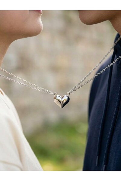 NAS fashion 2-Piece Magnetic Heart Couple Dear Friendship Necklace