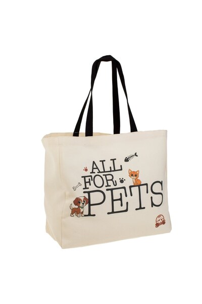 OEM Sacosa Textila Reutilizabila Ecru "Pet" 40x19x38cm - Genti Textile Animal...