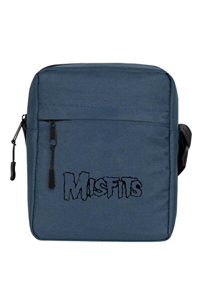 CrowsGate Geantă de umăr neagră cu logo Misfits Culoare bleumarin