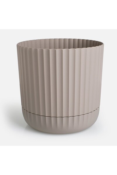 OEM Ghiveci Flori din Plastic cu Farfurie Integrata Bej Ø23x23cm - 7,2L