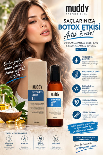 Muddy B-toxes Lock II Leave-In Treatment Milk 190 ml: Nourishing and Repairing Milk for Damaged Hair.