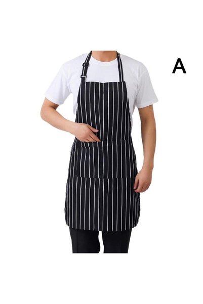 Choice A 1pc Adjustable Adult Apron Striped Restaurant Chef Apron Outdoor Cam...