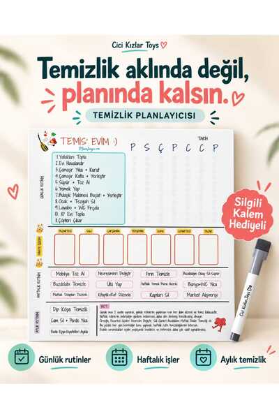 Cici Kızlar Toys Yemek Menü & Temizlik Planlayıcı-Silinebilir Akıllı Kağıt - ...