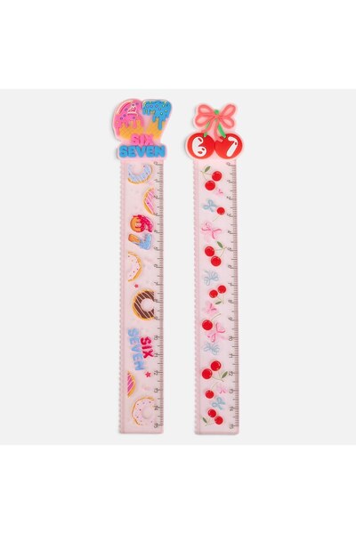 OEM Rigla Funcy cu Model Rubber "6 7" Roz 15cm - Rigle Fancy, Produse Scoala