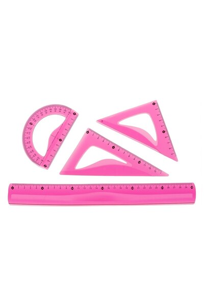 OEM Set Geometrie Rigle Flexibile Fucsia - 4buc - Produse Scoala