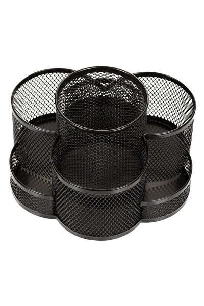 OEM Suport pixuri rotativ metalic negru 7 compartimente organizare birou 18x9cm