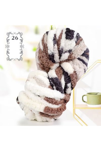 Choice 26 Coffee Cleverness 500g of Thick Chenille Yarn for Blankets, Ultra-S...