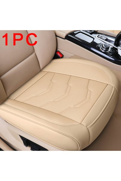 SEAMETAL 1pc front beige SEAMETAL Luxury Car Seat Cover PU Leather Seat Cushi...