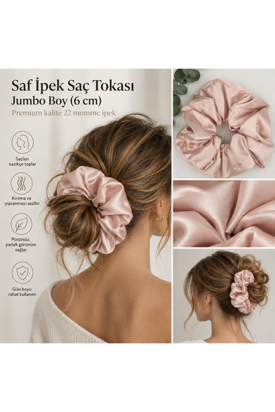 ICON SILK %100 Saf İpek Saç Tokası Jumbo Boy (6 cm)