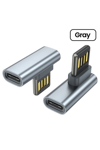 Choice محول رمادي بزاوية 90 درجة من النوع C إلى USB، من النوع C ذكر إلى USB A...
