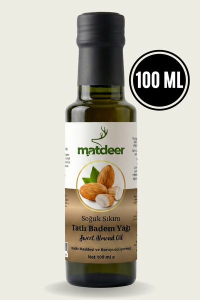 MATDEER 100 ml Tatlı Badem Yağı Soğuk Sıkım - %100 Saf ve Doğal