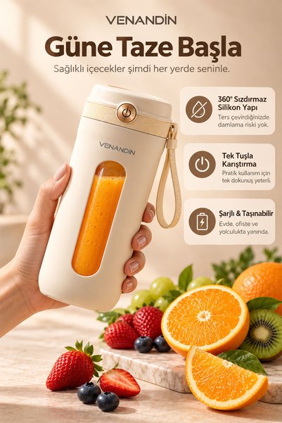Ervinay Venandin Taşınabilir Şarjlı Meyve Suyu Blenderi Mini Blender Ev Tipi ...