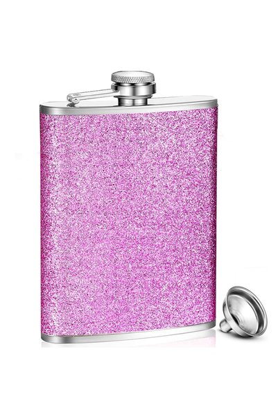 Choice PURPLE 8oz Glitter Bling Hip Flask Stainless Steel Hip Flask with Neve...