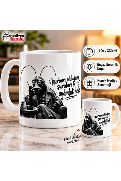 Hediyen Bende Komik Hamam Böceği Kupa Bardak – “Kurban Olduğum Şuraları Bi Ay...