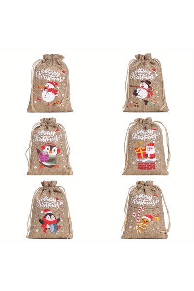 Choice1 10x14cm-3.94x5.5in Brown-6PCS 6PCS Christmas Character Drawstring Bag...