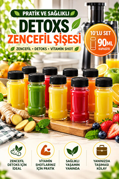 Open Home Concept 10’lu Siyah Kapak Detox Zencefil Vitamin Shot Şişesi I Kili...