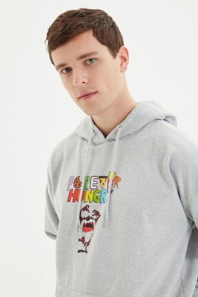 Mythologie 3 Thread Gray Men's Tazmania Monster Oversize Hoodie