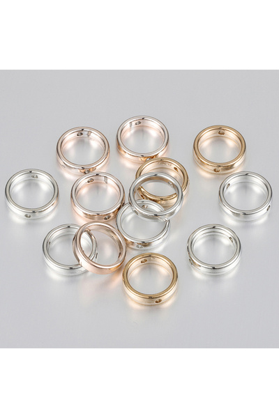 Choice Mix color 50pcs 15mm Round Frame Wrapped Bead Double Hole Ring Spacer ...