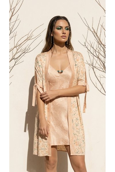 PICO fashion كيمونو من الساتان المزخرف - طقم ملابس نوم قصير