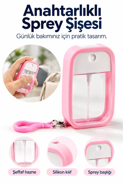 mucit home Silikon Kılıflı Anahtarlıklı Sprey Şişesi