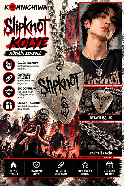 FG KONNİCHİWA Slipknot Guitar Pick Necklace – Heavy Metal Rock Music Themed