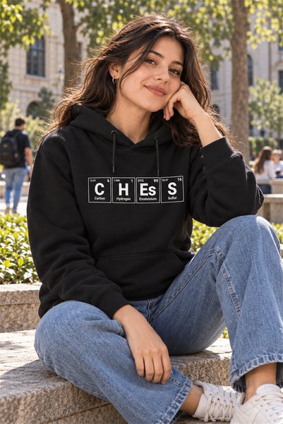 Satranç Medya Unisex Siyah Satranç Kapşonlu Sweatshirt