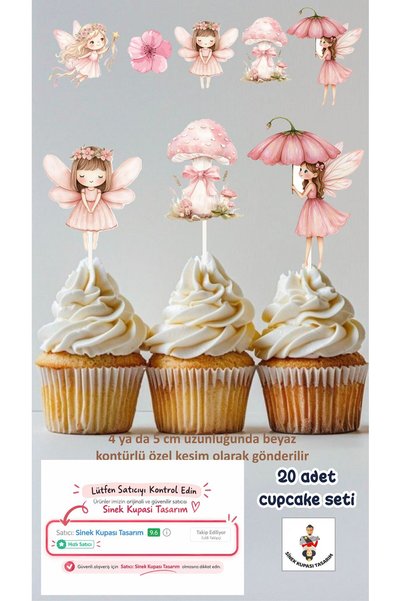 Sinek Kupası Tasarım Fairy Girl Concept Toothpick Cupcake Decoration Birthday...