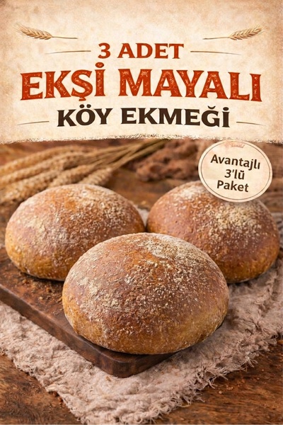 Bekos Unlu Mamuller 3 Adet Ekşi Mayalı Köy Ekmeği(Toplam 3 kg.) – Taş Fırın, ...