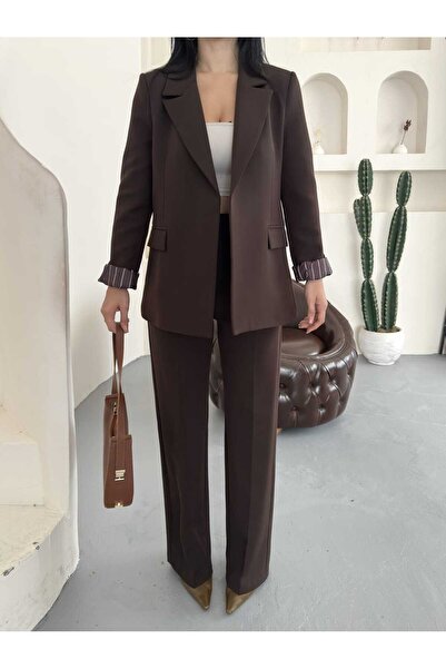 MYGİYİMİSTANBUL Blazer Jacket and Wide-Leg Pants Set