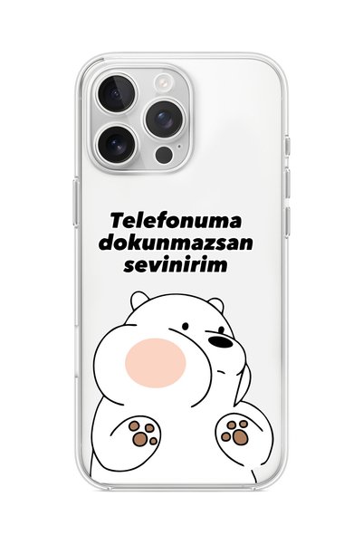 3GEN CASE iPhone 14 Pro Max Uyumlu Sevimli Ayıcık Desenli Şeffaf Silikon Kılıf