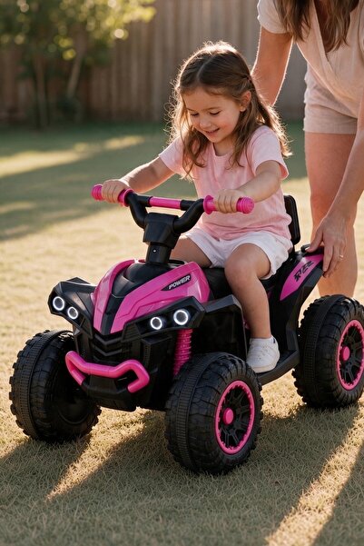 Generic Brand Electric Atv Four Wheel Motorcycle for Children - Pink and Blac...