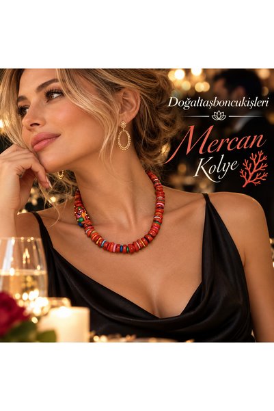 doğaltaşboncukişleri Mercanlı Kolye